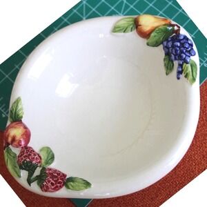 Bassano Italy Fatto A Mano Ceramic Fruit Bowl Embossed Majolica Serving Dish 8in